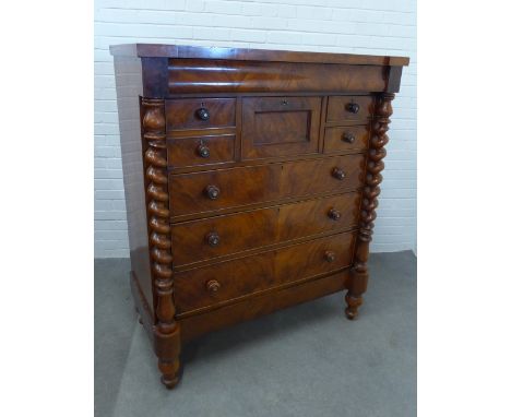 Victorian flame mahogany scotch chest. 148 x 122 x 56cm. 