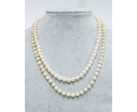 Strand of cultured pearls with a 9ct gold pearl clasp fitting and another single strand of cultured pearls with magnetic clas