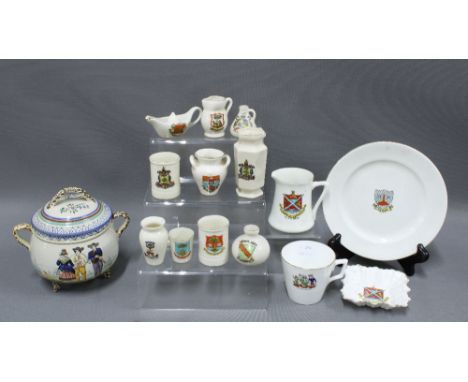 Collection of crested ware china and a Quimper jar and cover (15) 