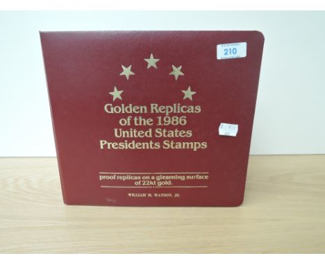 USA 1986 COLLECTION OF 30 FIRST DAY COVERS OF US PRESIDENTS, WITH 22K GOLD LEAVE REPLICAS   Album of Golden replicas of the p