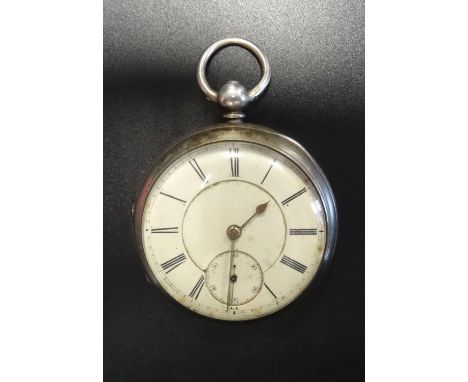 VICTORIAN SILVER CASED POCKET WATCH
the white enamel dial with Roman numerals and subsidiary seconds dial, with Chester hallm