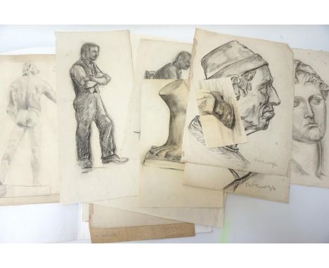 F W CARLYLE (Scottish, circa 1930)
a collection of charcoal studies, including figures and portraits, on textured and other p