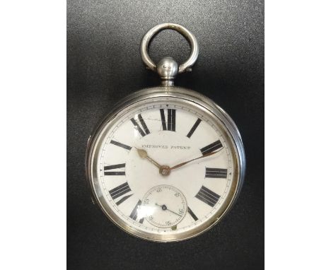 VICTORIAN SILVER CASED POCKET WATCH
the white enamel dial with Roman numerals and subsidiary seconds dial, Chester hallmarks 