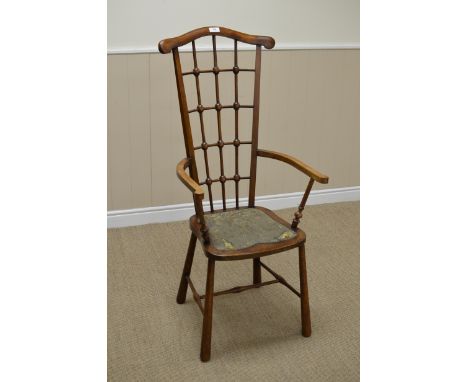 A Liberty of London Chair with high bobbin and lattice back, 2ft 1in H