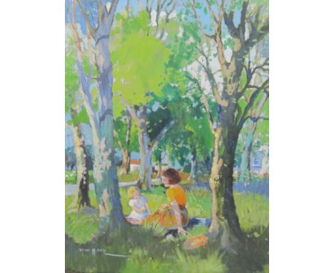 ‡VIOLET MACNEISH KAY RSWA (1914-1971)'In a Sunlit Wood'signed 'Violet M Kay' (lower left)and inscribed as title with the arti