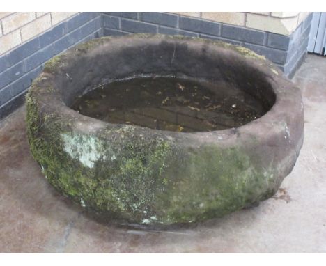 A large stone oval Garden Trough, 38 x 35in