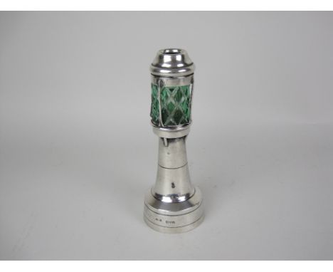 A George V silver novelty Table Lighter in the form of a lighthouse, Chester 1912, Maker: Grey & Co , 6in