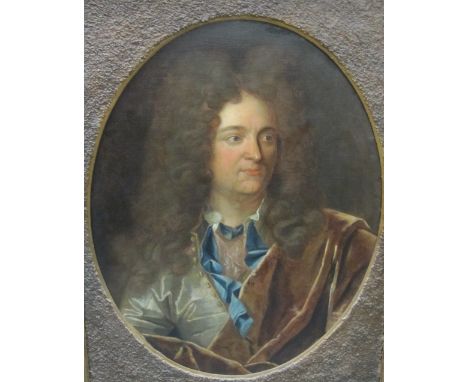 FOLLOWER OF NICHOLAS DE LARGILLIERE (1656-1746)Portrait of a Man, quarter-lengthwearing a grey jacket and brown wrapoil on ca