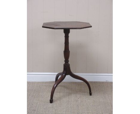 A late 18th Century mahogany Lamp Table with octagonal top on baluster turned column and tripod base, 18in
