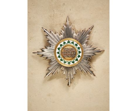 Hausorden der Rautenkrone - Bruststern zum Ordenskreuz, persönliches Exemplar König Johanns von Sachsen (reg. 1854 - 1873) Si