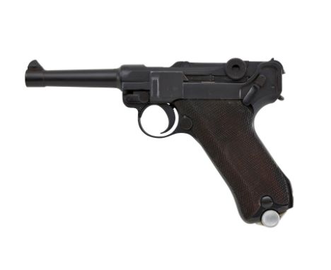 Halbautomatische Pistole Mod.: P. 08 Herst.: SIMSON &amp; Co. SUHL Baujahr: ohne Angabe S.Nr.: 6480 nrgl. Kal.: 9mm Luger 38.