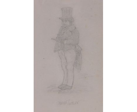 Charles Martin,pencil drawing, portrait of J M W Turner, 8.5" x 5.5", framed.