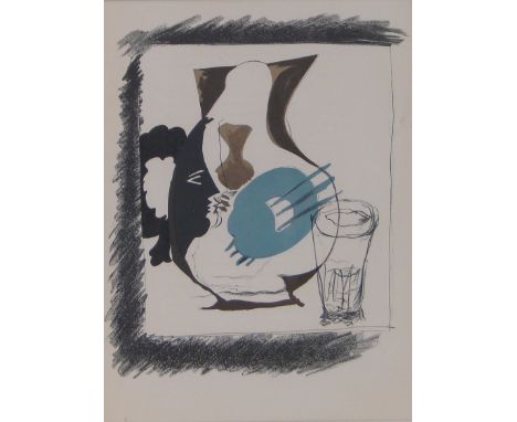 Georges Braques,colour lithograph, Verre et Pichet, from Derriere La Miroir 1952, Maeght no. 1009, i 12" x 8.5", framed.
