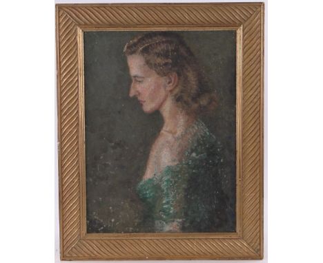 L Strickland-Constable,oil on canvas, portrait of a woman, signed with monogram, dated 1950, 24" x 18", framed.