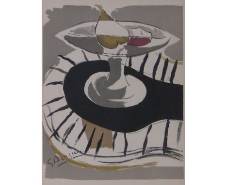 Georges Braques,colour lithograph, Compotier, from Derriere La Miroir 1952, Maeght no. 1012, i 13" x 10", framed.