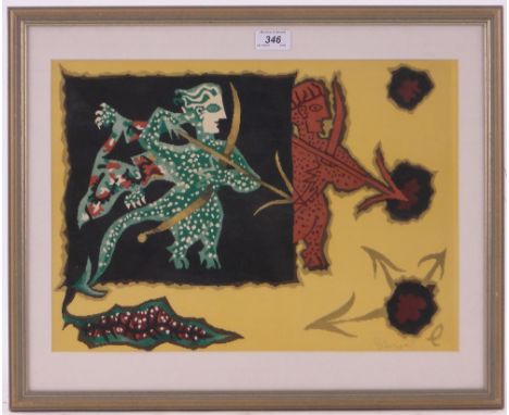 Jean Lurcat (1892-1966),lithograph, tapestry, signed in the plate, 12.5" x 17.5", framed.
