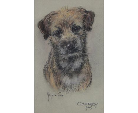 Marjorie Cox (1915-2003),coloured pastels, portrait of a terrier, signed and dated 1969, 11.5" x 9.5", framed.