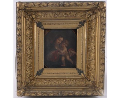 19th century oil on canvas, classical portrait, unsigned, 9" x 7", framed.
