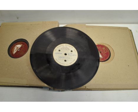 Jazz 78s, a folder of twelve 10" 78s of mainly Jazz on HMV with artists Coleman Hawkins, Duke Ellington and Sidney Bechet plu