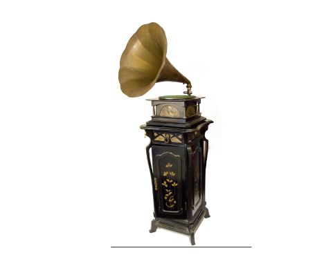 A Melba Gramophone on stand, by the Gramophone & Typewriter Ltd, with brass Morning Glory horn (early, Industria pattern), 12