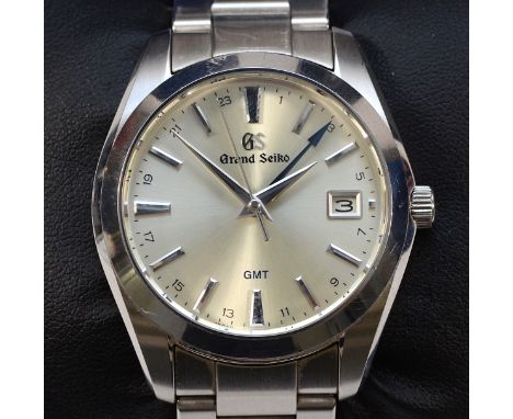 Gran Seiko GMT, a stainless steel quartz date gentleman's wristwatch, reference SBGN011G, model 9F86-OAFO, serial number 0301