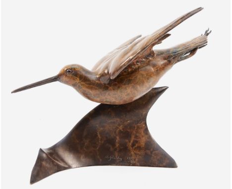 Alan Glasby OBE GM (1945-2008); Snipe Wings Up, bronze, limited edition no. 15/48, with certificate of authenticity, H-20cm x