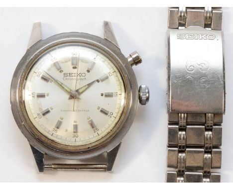 Seiko, Chronograph, a stainless steel single button 1964 Tokyo Olympic  wristwatch, ref. 458990, c.1964, silvered dial with b