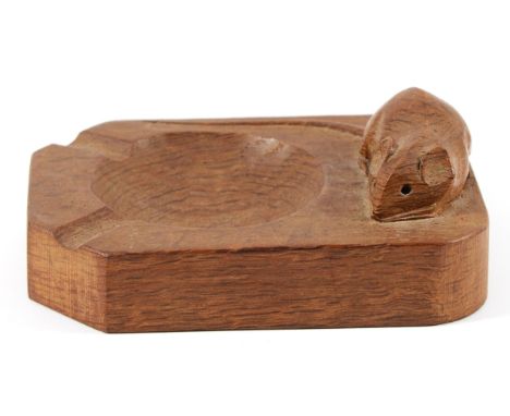 Robert "Mouseman" Thompson (1876-1955); An oak carved ashtray, with mouse signature, W-10cm.
