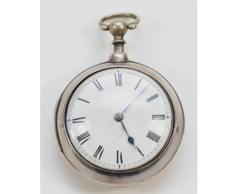 A George III silver pair cased club-foot verge or 'Ormskirk' escapement pocket watch, by James Ryland, Ormskirk, both cases b