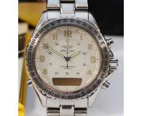 Breitling Intruder Chronograph Reveil stainless steel quartz gentleman's wristwatch, reference A51035, c.1999, serial number 