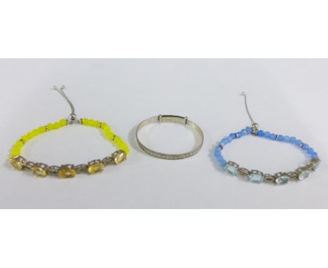 Two paste set bracelets and a baby's Sterling silver bangle (3) 