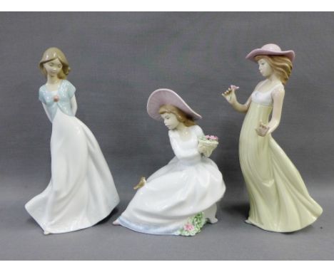 Collection of three Nao porcelain female figures, tallest 26cm 