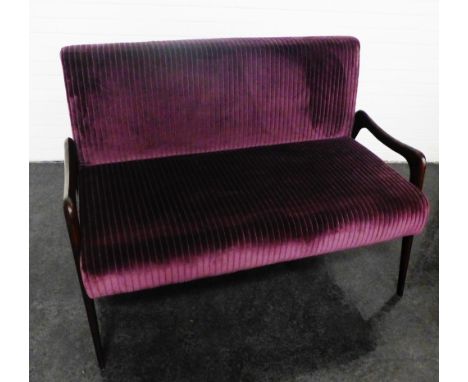 Julian Chichester two-seater Zebra sofa upholstered in purple textured fabric, with mid century inspired frame,  88 x 130cm 