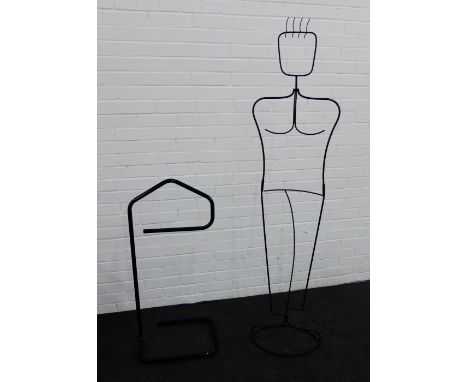 A black metal mannequin and a valet stand (2) 