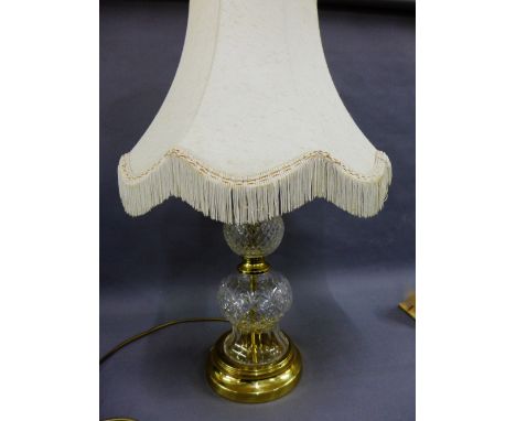 Cut glass table lamp base and shade