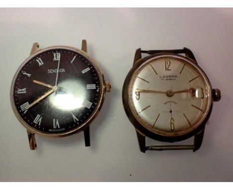 Two mechanical wristwatches, no straps, Lagoon and Sekonda. UK P&amp;P Group 1 (£16+VAT for the first lot and £2+VAT for subs