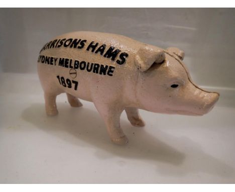 Cast iron Harrisons Hams money box. UK P&amp;P Group 1 (£16+VAT for the first lot and £2+VAT for subsequent lots) 