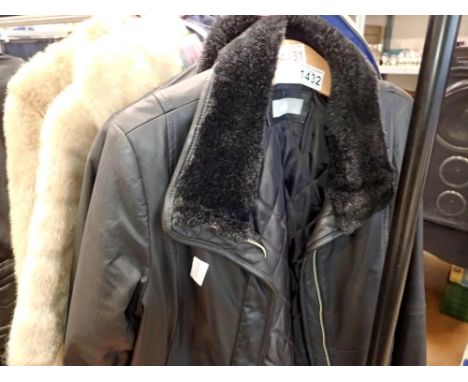 Two leather jackets, size 14 and 12, with two fur coats. Not available for in-house P&amp;P 