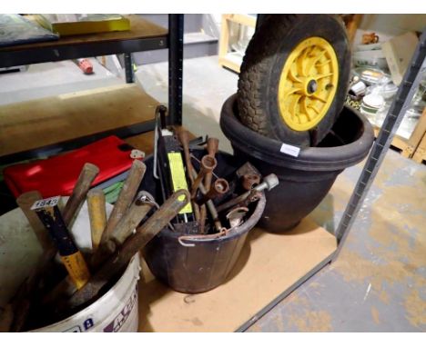 Three tubs containing hand tools. Not available for in-house P&amp;P 