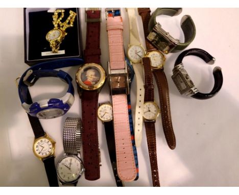 Quantity of fashion watches, quartz and digital, most appear working. UK P&amp;P Group 1 (£16+VAT for the first lot and £2+VA