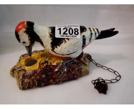 Cast iron Woodpecker doorknocker, H: 18 cm. UK P&amp;P Group 1 (£16+VAT for the first lot and £2+VAT for subsequent lots) 