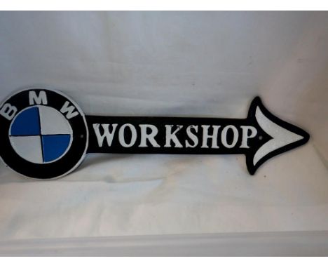 Cast iron BMW workshop arrow, W: 40 cm, UK P&amp;P Group 1 (£16+VAT for the first lot and £2+VAT for subsequent lots) 