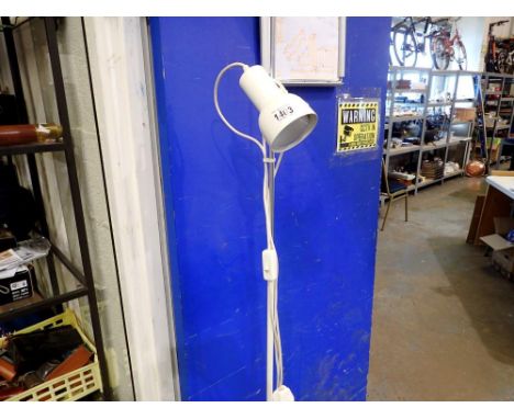 White metal standing lamp. All electrical items in this lot have been PAT tested for safety and have passed. This does not co