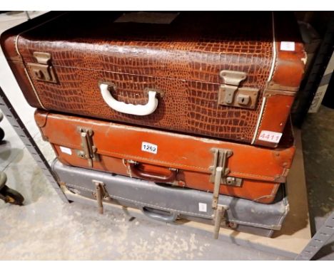 Three vintage trunks, largest 73 x 45 cm. Not available for in-house P&amp;P 
