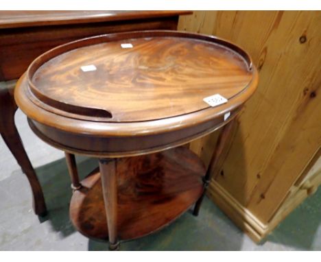 Wood oval shaped two tier table. Not available for in-house P&amp;P 