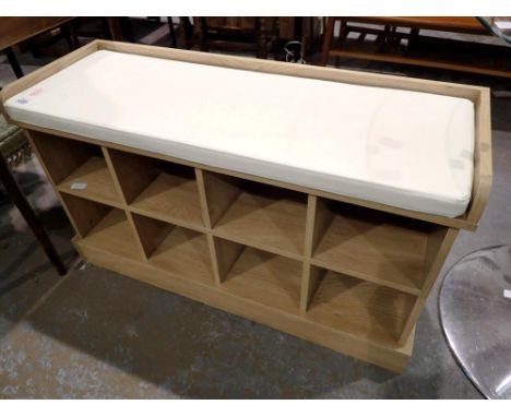 Modern bench with pigeon holes, 97 x 34 x 57 cm. Not available for in-house P&amp;P 