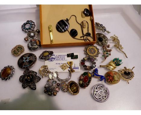 Quantity of costume jewellery, mainly brooches. UK P&amp;P Group 1 (£16+VAT for the first lot and £2+VAT for subsequent lots)