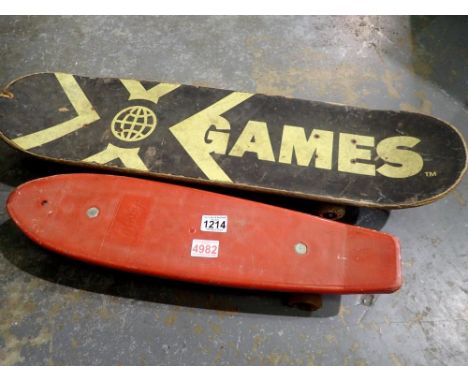 Two vintage skateboards including X-Games and Ashby. Not available for in-house P&amp;P 