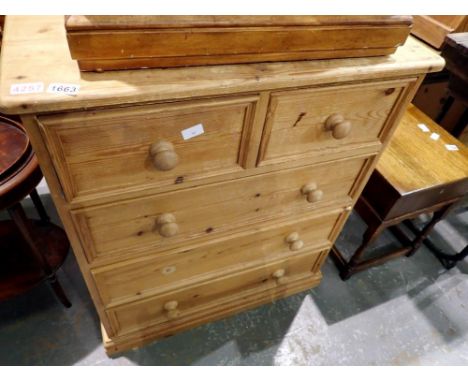 Pair of modern pine drawers with two small over three large, H: 94 cm, L: 80 cm. Not available for in-house P&amp;P 