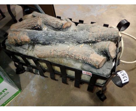Log effect electric fire, L: 54 cm. All electrical items in this lot have been PAT tested for safety and have passed. This do